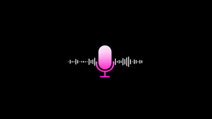 Obraz premium Podcast concept. Abstract icon. Abstract music background. Modern sound wave equalizer, Livestream sound with microphone flat black illustration.