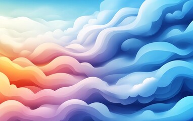 Obraz premium Gentle, swirling patterns resembling clouds moving across the sky, flat design, side view, nature theme, cartoon drawing, Triadic Color Scheme