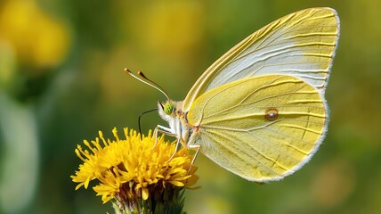 A delicate golden butterfly resting on a flower, golden butterfly, natural beauty