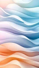 Obraz premium Soft, flowing waves in abstract shapes moving in a gentle rhythm, flat design, top view, meditation theme, cartoon drawing, colored pastel