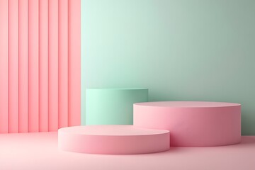 Elegant Minimalistic Stage Designs in Soft Pastel and Bold Colors for Modern Backgrounds