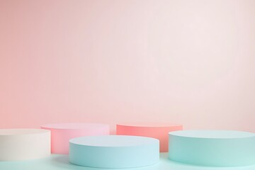 Elegant Minimalistic Stage Designs in Soft Pastel and Bold Colors for Modern Backgrounds
