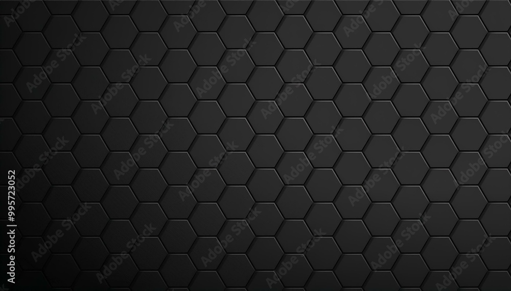 Poster background of abstract black 3d hexagon background design a dark honeycomb grid pattern. abstract oc