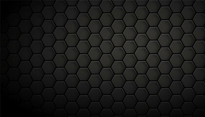 Background of abstract black 3d hexagon background design a dark honeycomb grid pattern. Abstract octagons dark 3d modern background. Abstract Black geometric background.