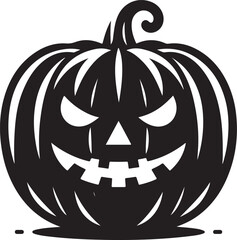 Halloween pumpkin silhouette vector icon. Funny Halloween pumpkin silhouette. Vector illustration isolated on a white background
