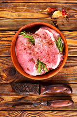 raw meat with spice on plate