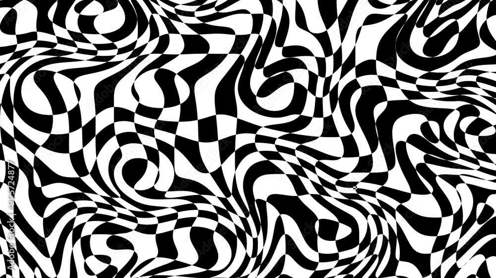 Poster Animated wavy line motion graphic background. Seamless looped Abstract motion graphic, Abstract moving topographic map lines. Moving wavy line striped