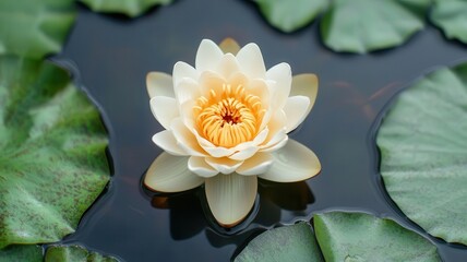 A golden lotus flower floating on water, representing purity and beauty, golden lotus, spiritual luxury