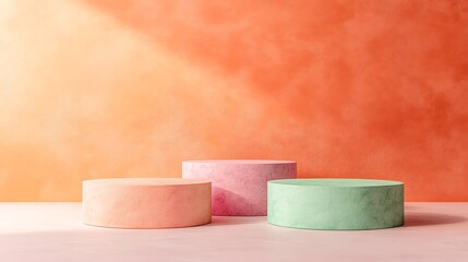 Elegant Minimalistic Stage Designs in Soft Pastel and Bold Colors for Modern Backgrounds