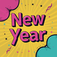 Bold New Year Pop Art Design