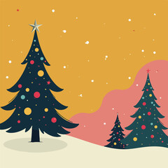 Festive Christmas Tree Forest at Night