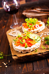 diet bread with fresh salmon
