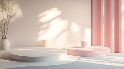 Elegant Minimalistic Stage Designs in Soft Pastel and Bold Colors for Modern Backgrounds