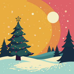 Festive Christmas Tree Forest at Night