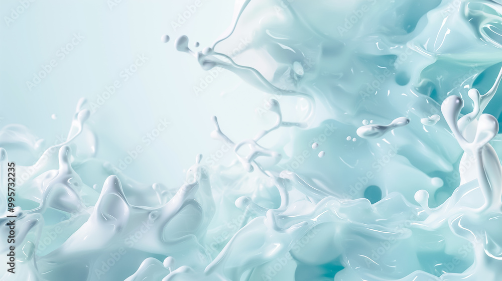 Aufkleber soft waves of blue and white swirl together, creating an abstract design that conveys a sense of cal