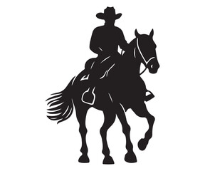 Obraz premium cowboy riding a bucking rodeo horse illustration on a white background
