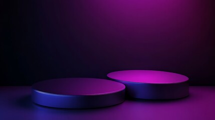 Modern Abstract Geometric Stages with Pastel and Neon Lighting for Minimalist Artistic and Futuristic Set Design Featuring Circular Platforms, Soft Shadows, and Vibrant Colors in Contemporary Spaces