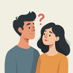 Curious Couple with Question Mark