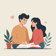Fototapeta premium Couple Bonding Over a Book