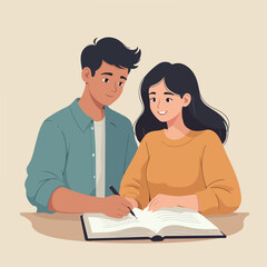 Fototapeta premium Couple Bonding Over a Book