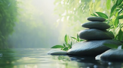 Calming Artistic Conception of Natural Elements Featuring Plants, Still Life, and Water in Realistic Colors