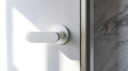 White Door Handle with Marble Background.