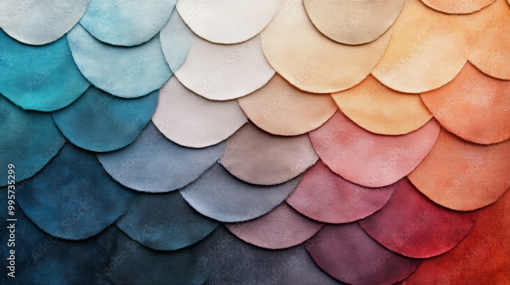 Poster abstract pattern of overlapping colorful semi-circles.