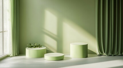 Modern Abstract Geometric Stages with Pastel and Neon Lighting for Minimalist Artistic and Futuristic Set Design Featuring Circular Platforms, Soft Shadows, and Vibrant Colors in Contemporary Spaces