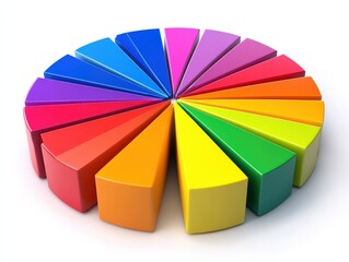 Colorful pie chart segments on white isolate background.