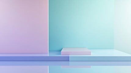 Modern Abstract Geometric Stages with Pastel and Neon Lighting for Minimalist Artistic and Futuristic Set Design Featuring Circular Platforms, Soft Shadows, and Vibrant Colors in Contemporary Spaces