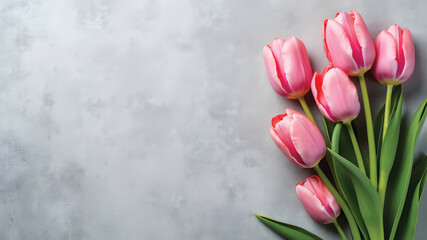  Pink Tulips on Marble Background