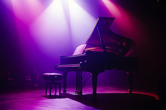 Piano a queue sur une sc&egrave;ne pour un concert