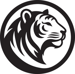 Tiger silhouette vector with white background.