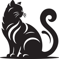 cat silhouette vector illustration with white background.