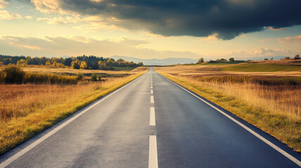 Empty road leading through beautiful landscape