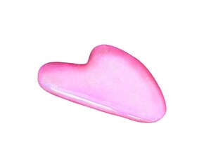 Pink gua sha for facial massage. Watercolor illustration on white background