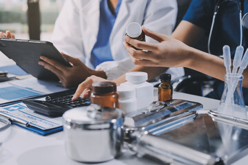 international team of professional doctors having a meeting in conference room at the modern hospital. Healthcare and medical development concept.