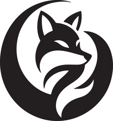 Fox silhouette vector with white background.