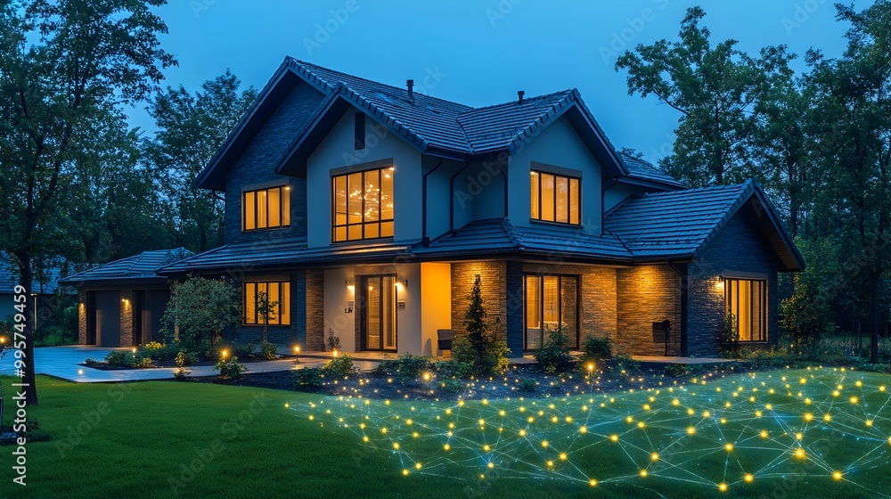 Aufkleber cutting edge smart home with advanced home automation and energy efficient technology