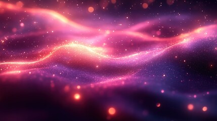Fototapeta premium Vibrant Purple And Pink Waves With Sparkling Glow And Ethereal Light