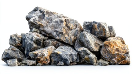 view of rocks stone and rocky cliff part on white background isolate