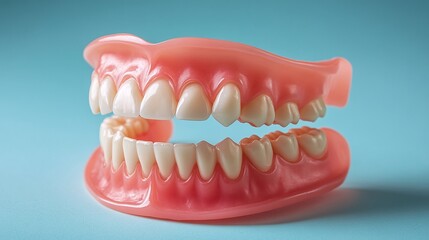 Obraz premium dental prosthesis on a blue background