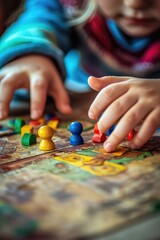 Obraz premium close-up of children playing board games. Selective focus