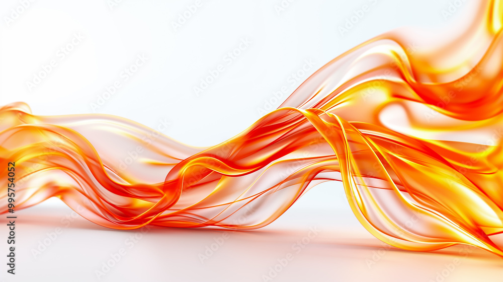Aufkleber translucent waves of orange and yellow flow gracefully across a light background, creating a sense o