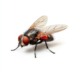 Fototapeta premium Detailed fly illustration on white isolated background.