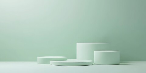 Minimalist Abstract Architecture with Pastel and Neon Lighting Featuring Geometric Shapes, Circular Platforms, and Soft Shadows for Futuristic and Artistic Stage Design