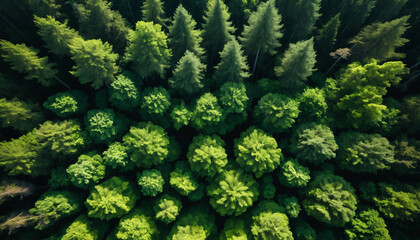 Fototapeta premium Forêt verte luxuriante colline montagne amazonie vue de haut oiseau.