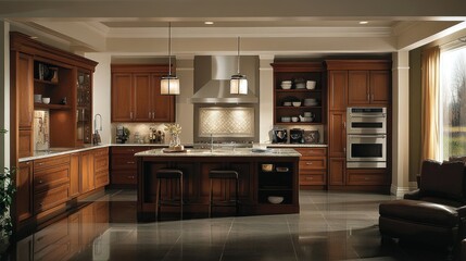 Modern Kitchen with Island, Cabinets, and Appliances