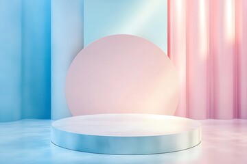 Fototapeta premium Elegant Minimalistic Stage Designs in Soft Pastel and Bold Colors for Modern Backgrounds
