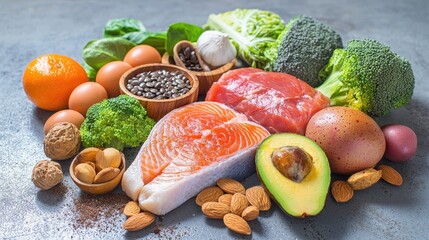 products keto diet healthy eating space for text. Selective focus